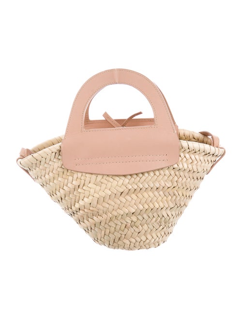 Hereu Leather-Embellished Straw Shoulder Bag Brown