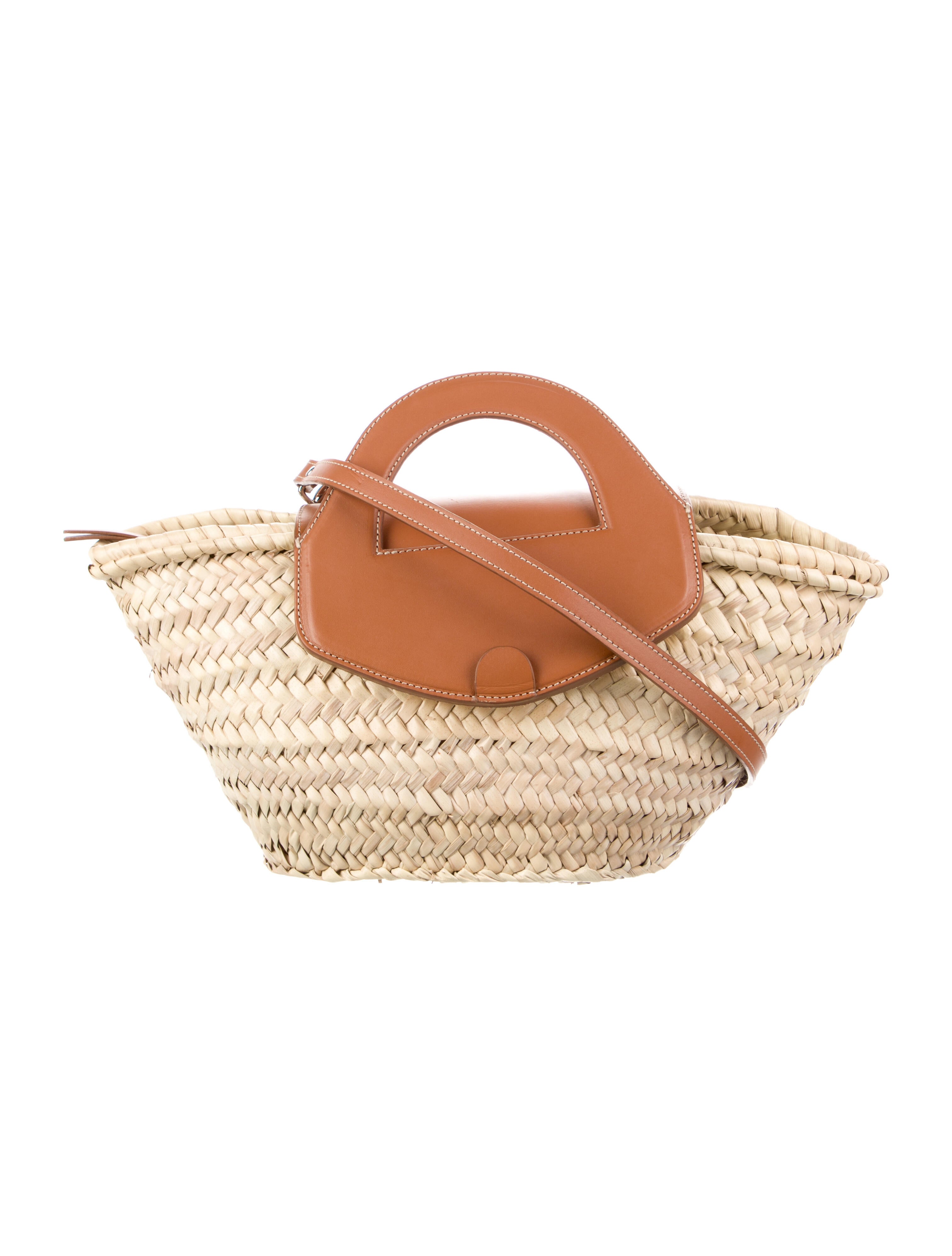 Jacquemus Suede Trimmed Straw Tote Bag Grey Totes, Handbags