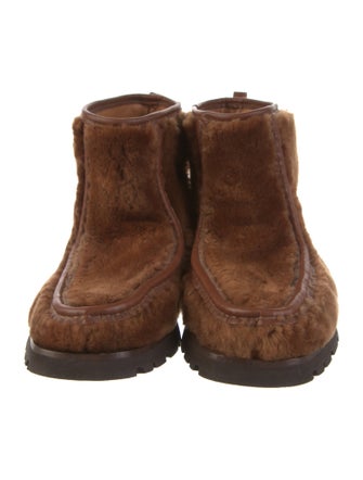 Hereu Fur Leather Trim Embellishment Lace-Up Boots