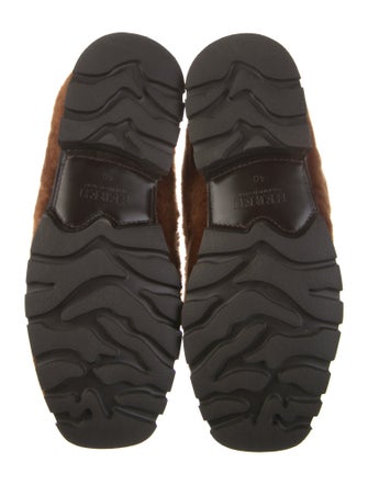 Hereu Fur Leather Trim Embellishment Lace-Up Boots