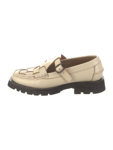 Pre-owned Hereu Designer Size 38 / 8 Us Leather Loafers In Neutral