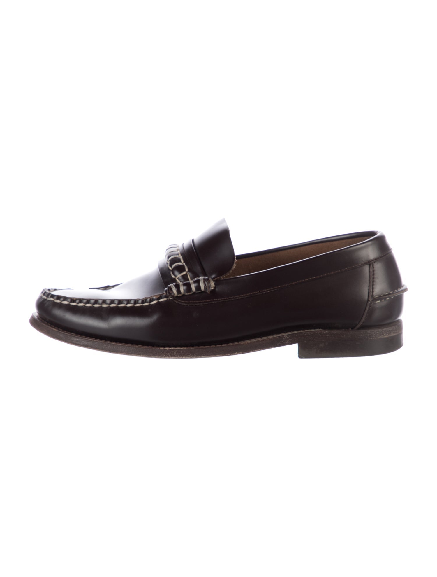 Hereu Leather Whipstitch Trim Dress Loafers