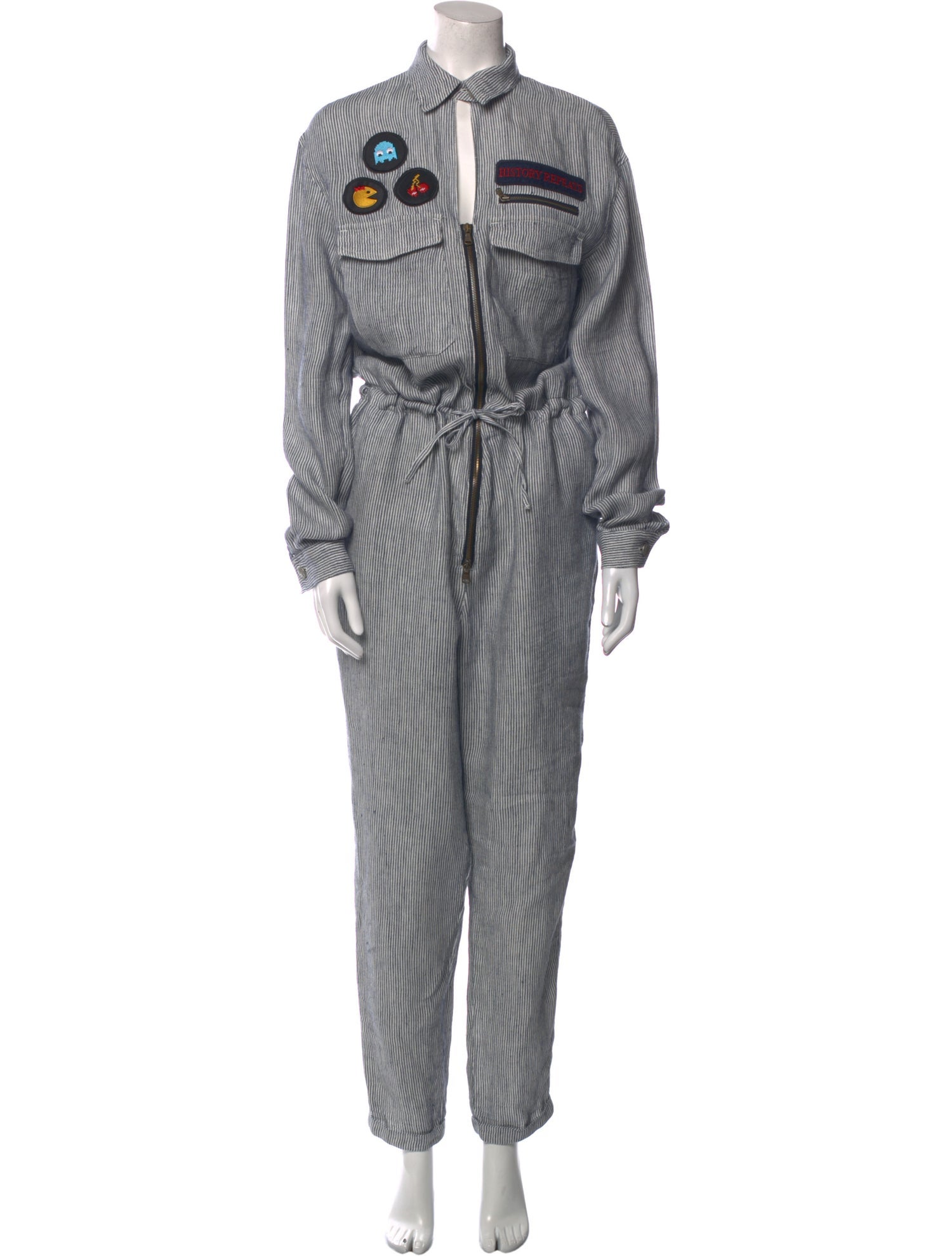 History Repeats Linen Striped Jumpsuit