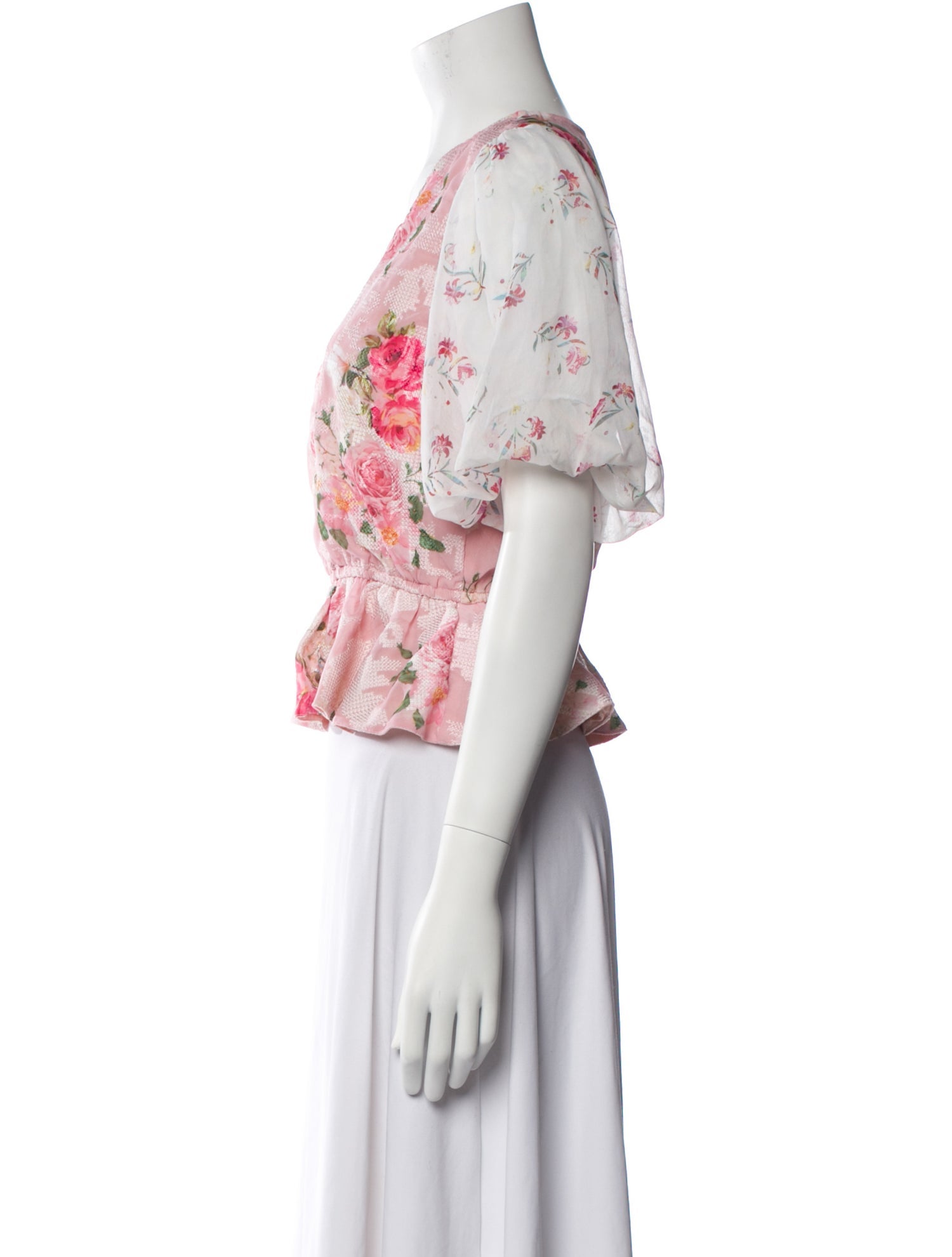 Hemanta & Nandita Floral Print V-Neck Blouse