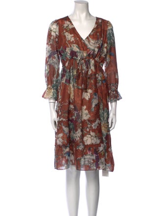 Hemanta & Nandita Floral Print Knee-Length Dress