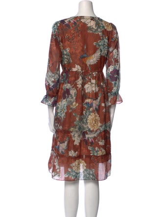 Hemanta & Nandita Floral Print Knee-Length Dress