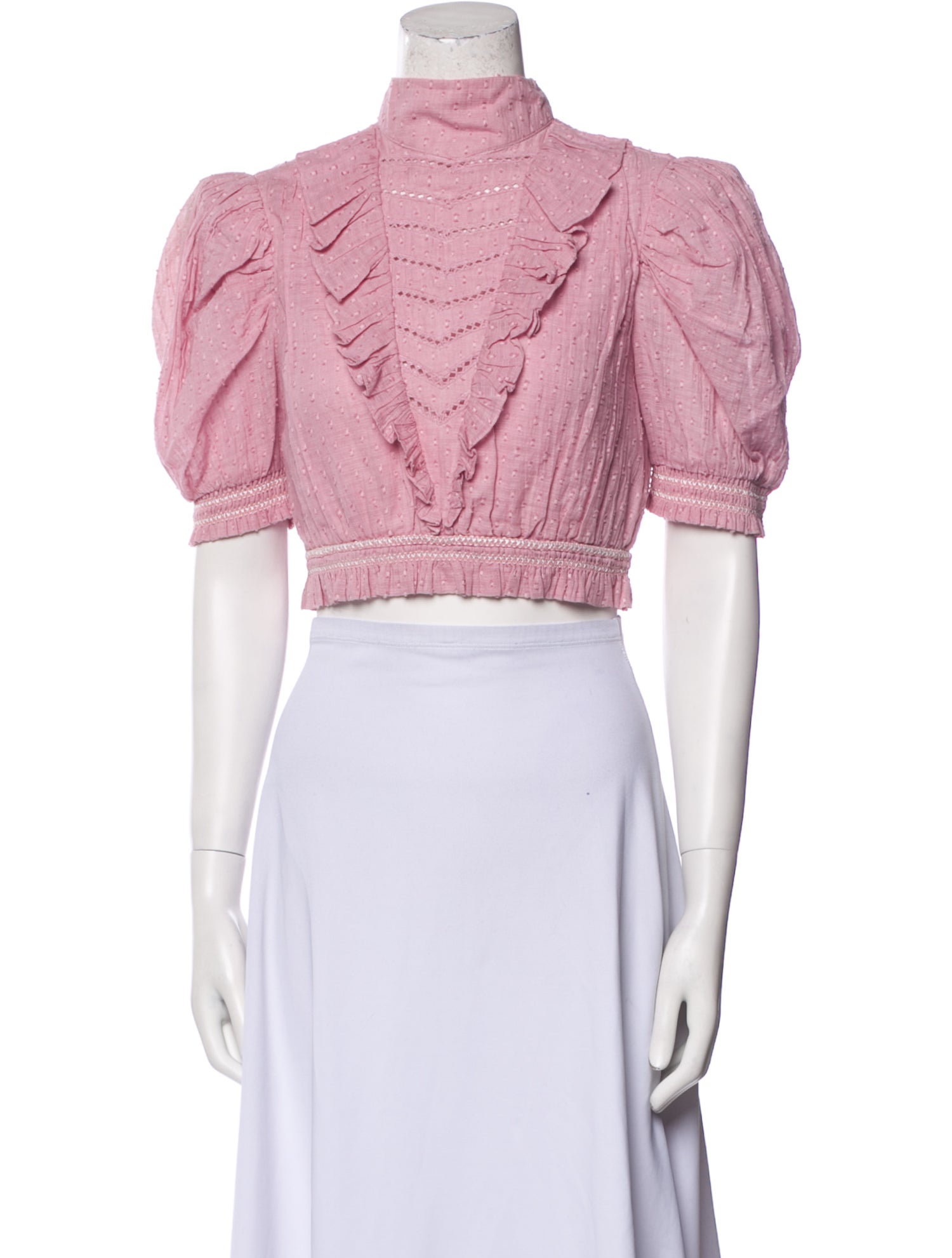 Hemanta & Nandita Mock Neck Short Sleeve Crop Top