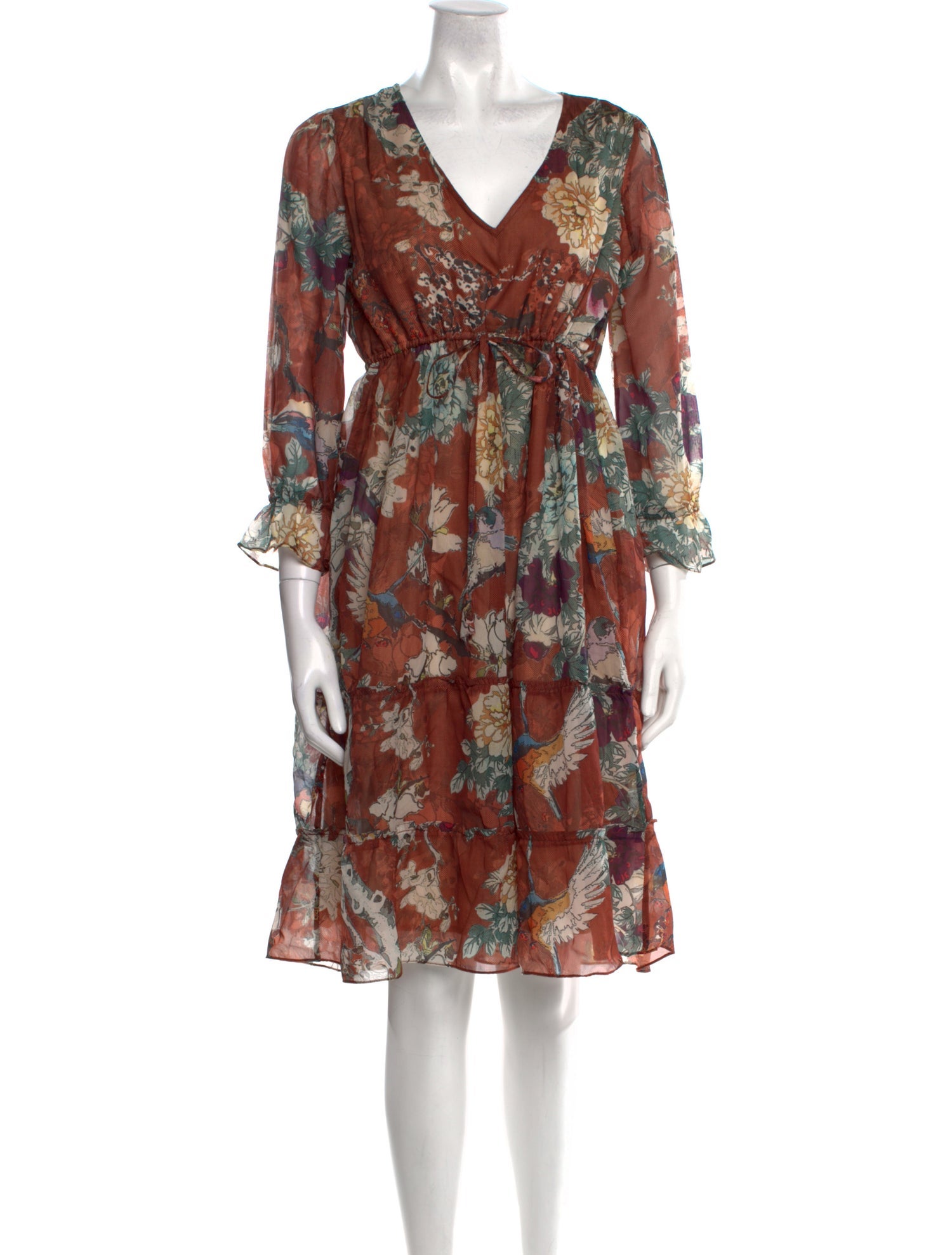Hemanta & Nandita Floral Print Knee-Length Dress