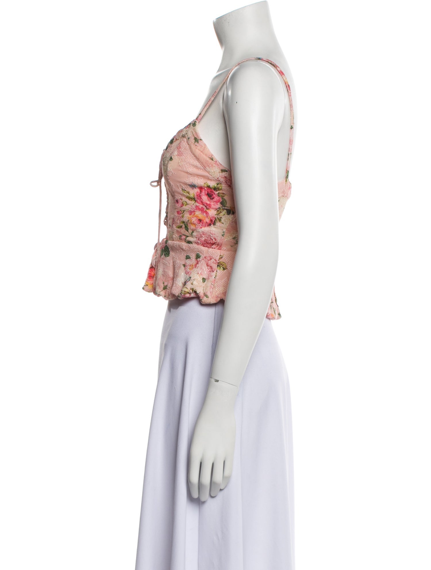 Hemanta & Nandita Floral Print Square Neckline Crop Top