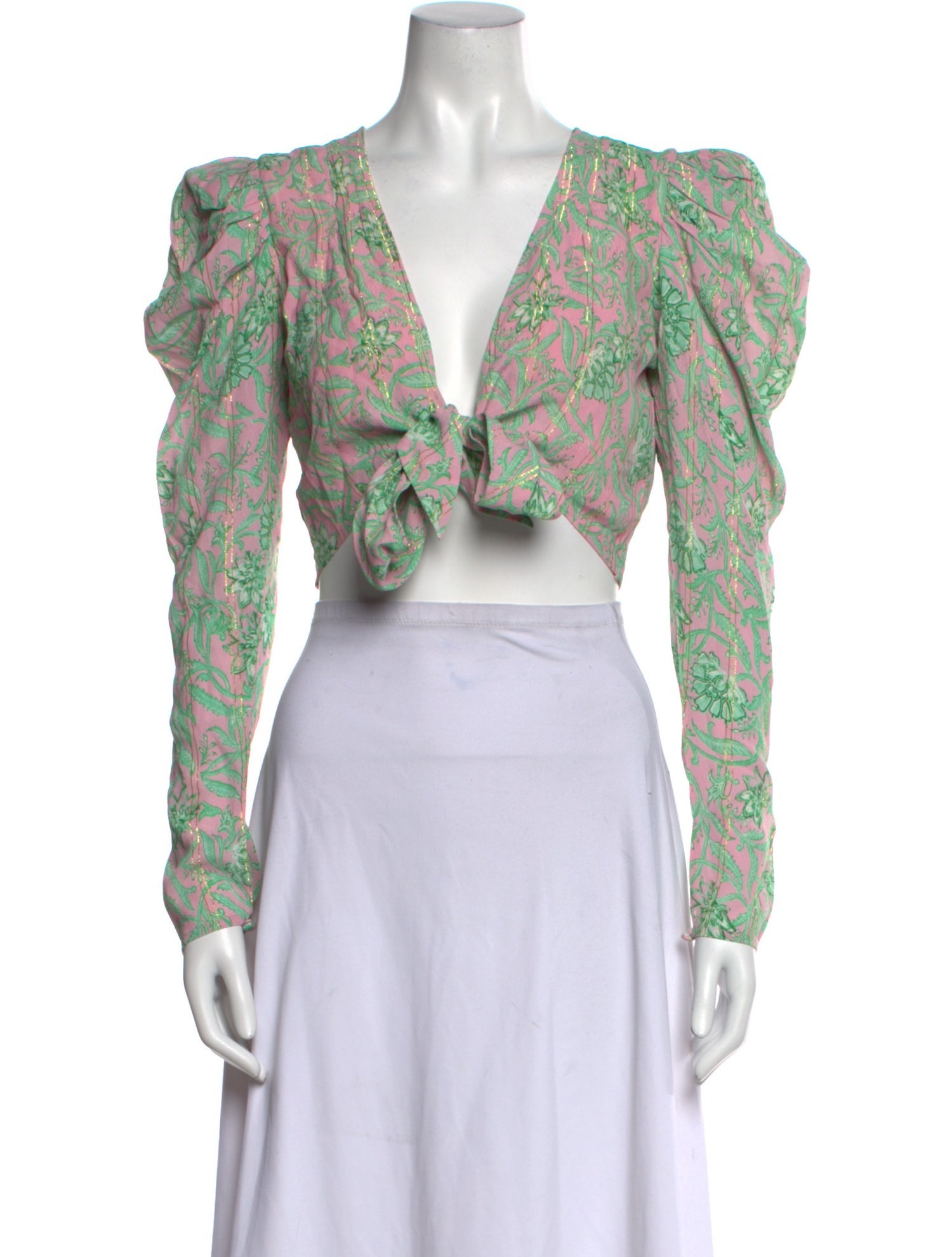 Hemanta & Nandita Printed V-Neck Crop Top