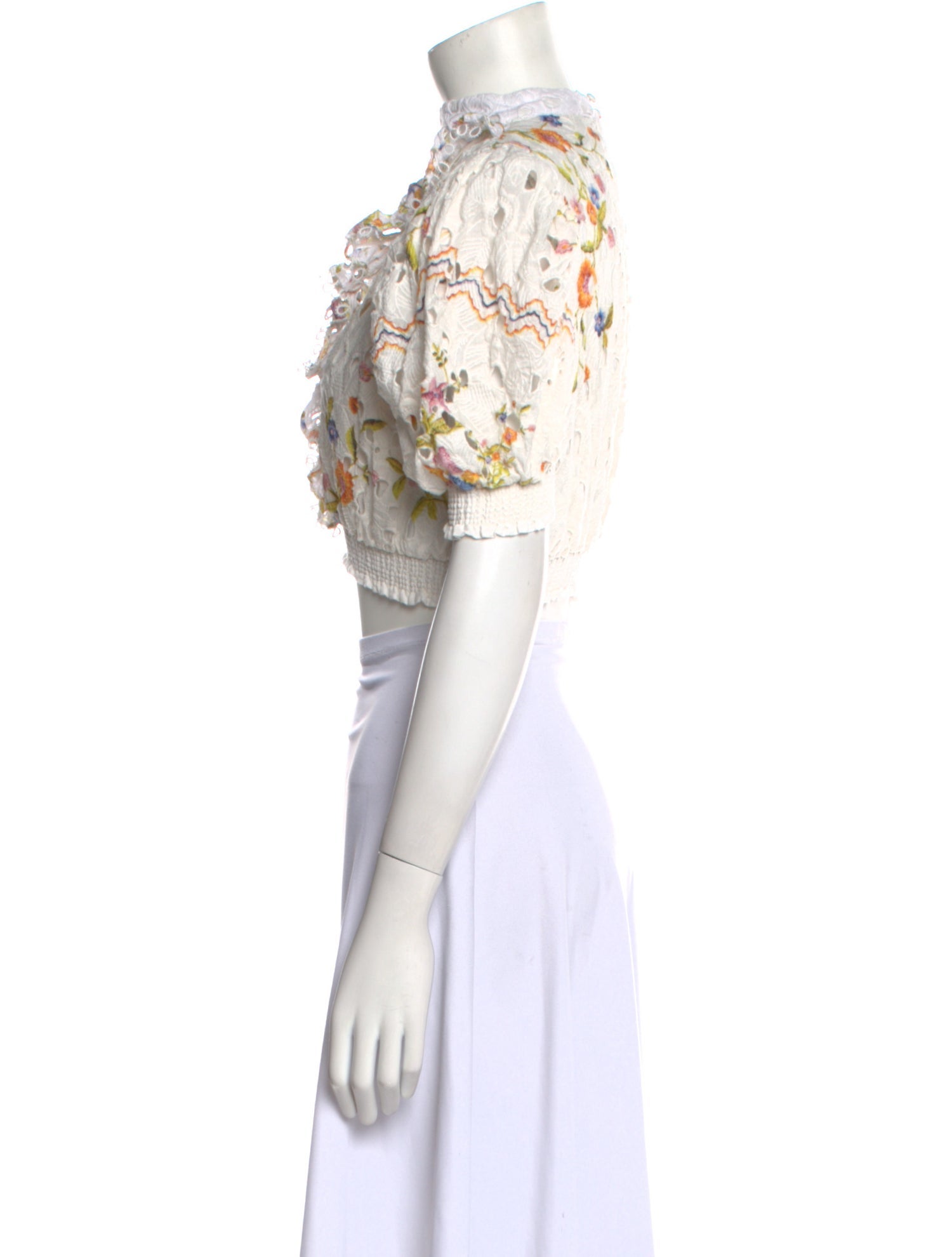 Hemanta & Nandita Floral Print Mock Neck Crop Top