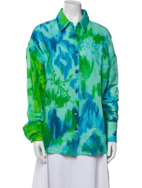 Hemanta & Nandita Printed Long Sleeve Button-Up Top