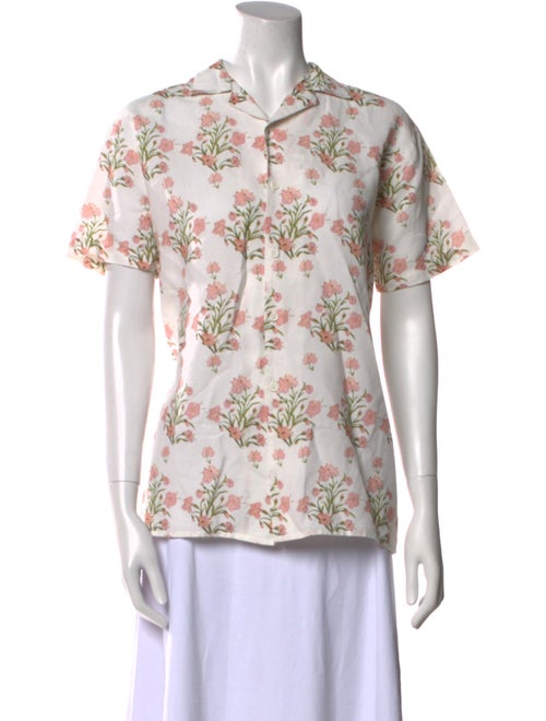 Hemanta & Nandita Floral Print V-Neck Button-Up Top