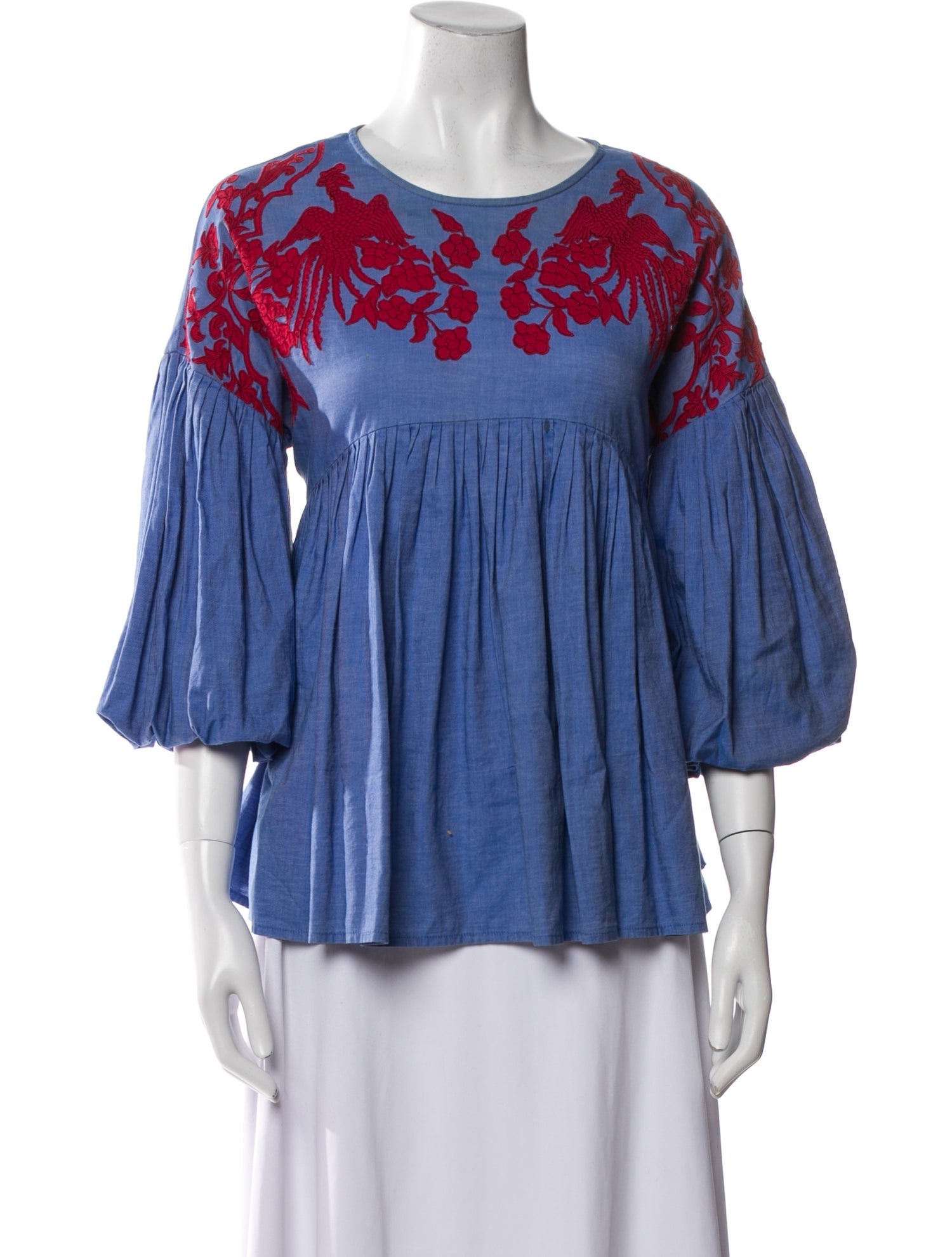 Hemanta & Nandita Patterned Scoop Neck Blouse