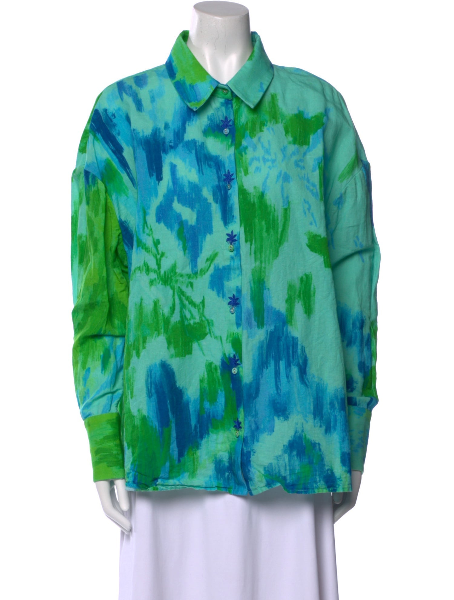 Hemanta & Nandita Printed Long Sleeve Button-Up Top