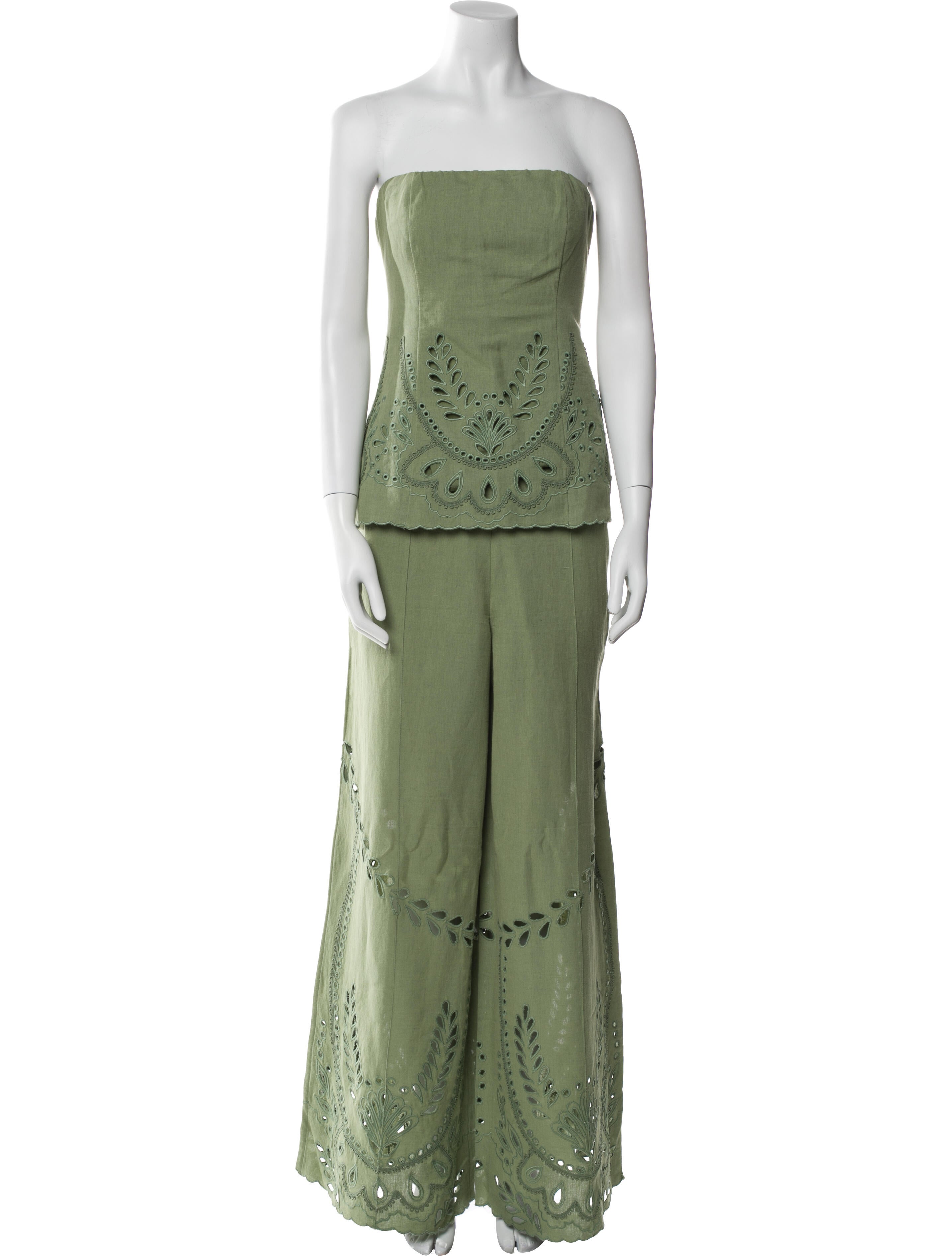 Hemanta & Nandita Linen Embroidered Accent Pant Set