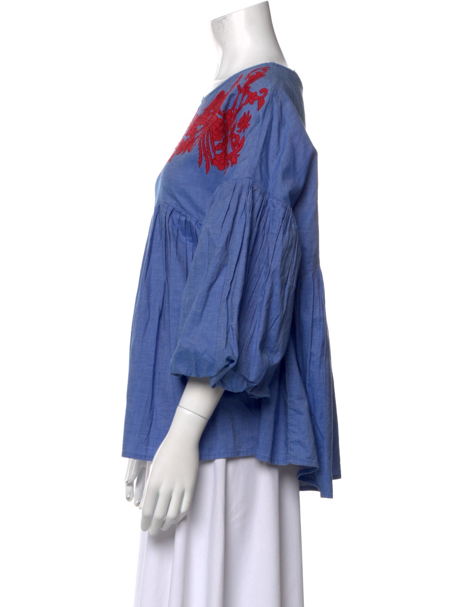 Hemanta & Nandita Bateau Neckline Three-Quarter Sleeve Blouse