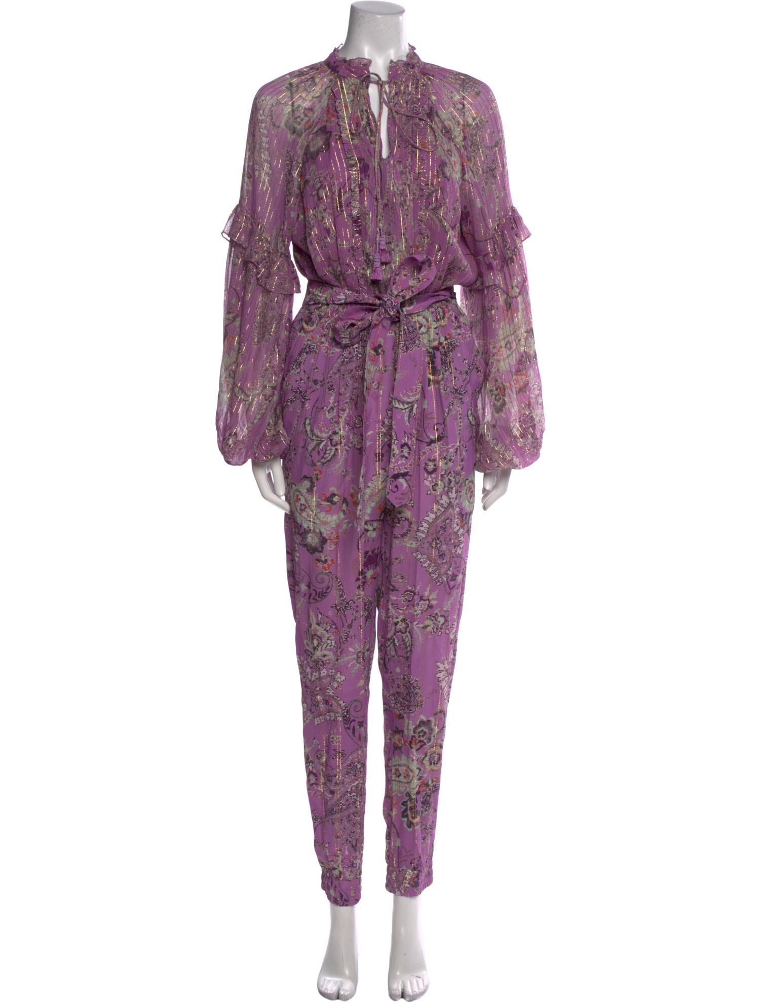 Hemanta & Nandita Floral Print Tie Neck Jumpsuit