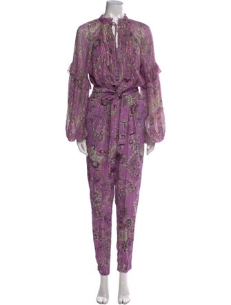 Hemanta & Nandita Floral Print Tie Neck Jumpsuit