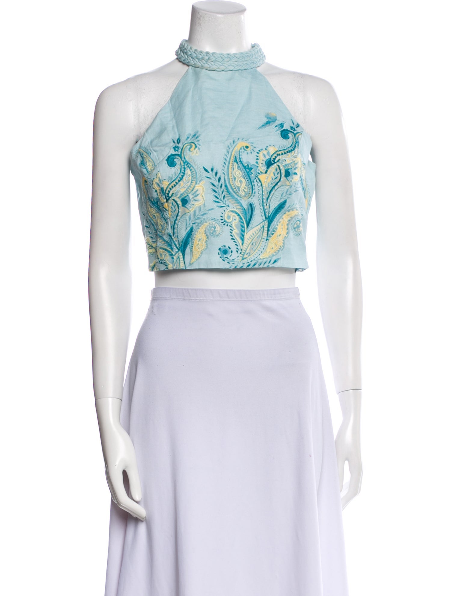 Hemanta & Nandita Paisley Print Halterneck Crop Top