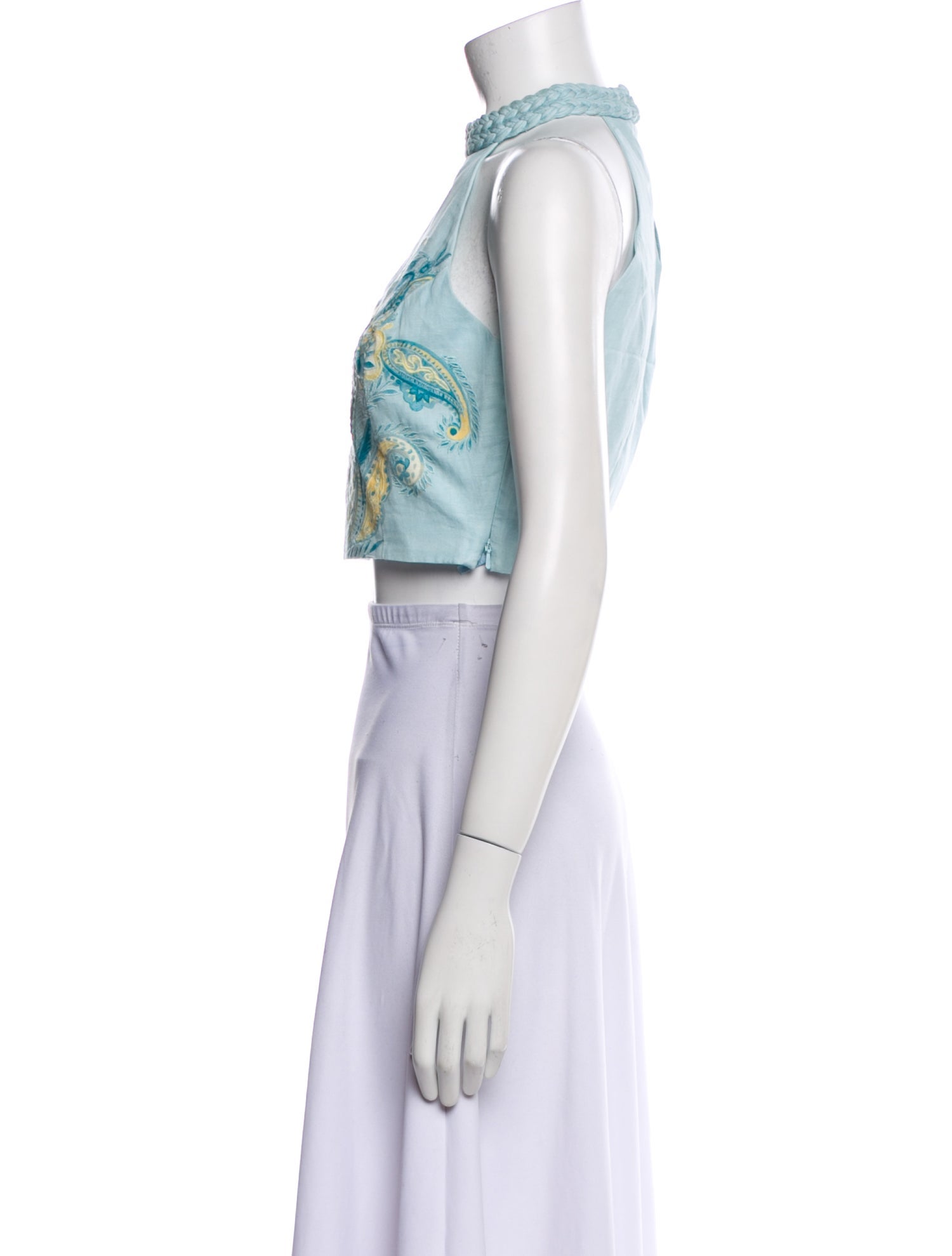 Hemanta & Nandita Paisley Print Halterneck Crop Top