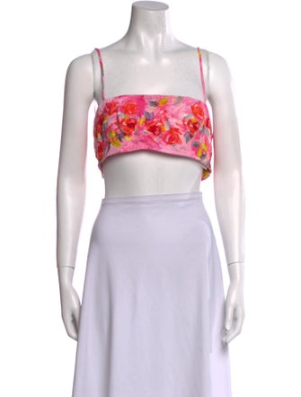 Hemanta & Nandita Linen Floral Print Crop Top