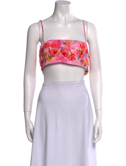 Hemanta & Nandita Linen Floral Print Crop Top