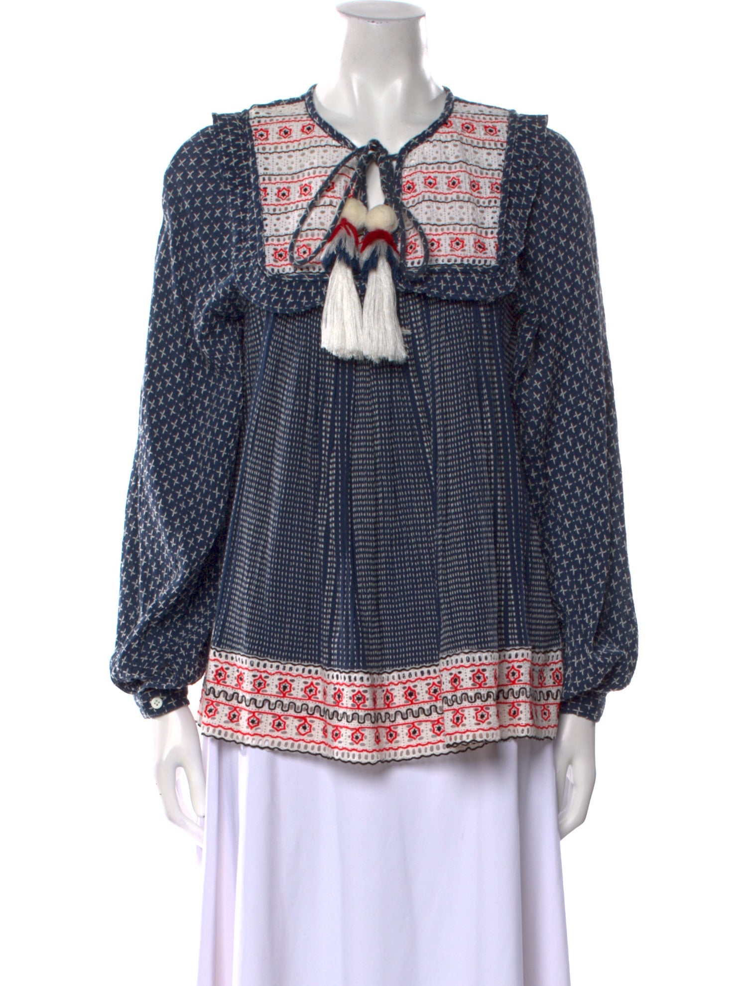 Hemanta & Nandita Printed V-Neck Blouse