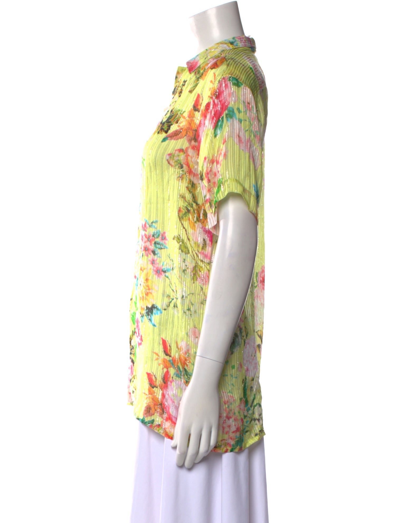 Hemanta & Nandita Floral Print Short Sleeve Blouse