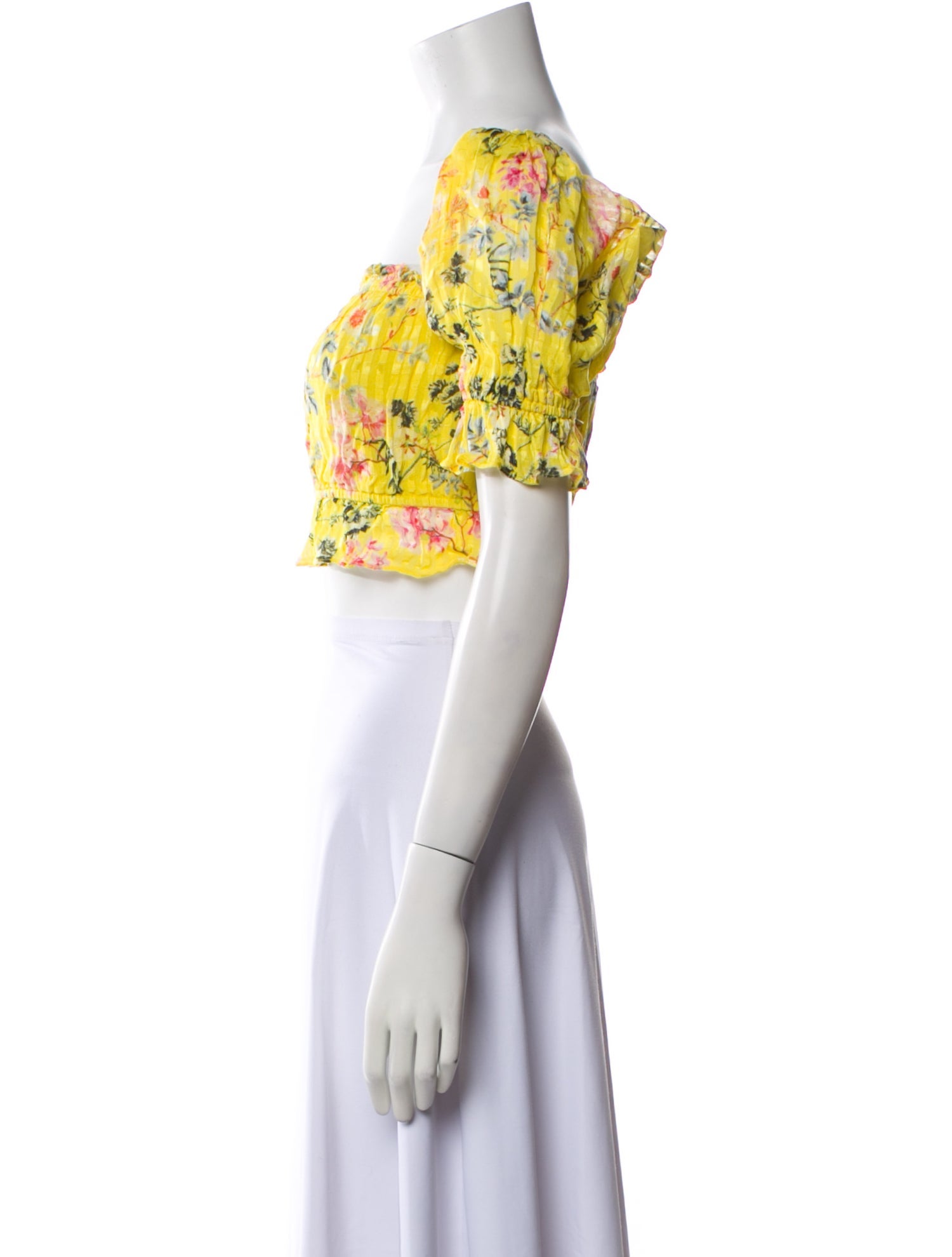 Hemanta & Nandita Floral Print Square Neckline Crop Top