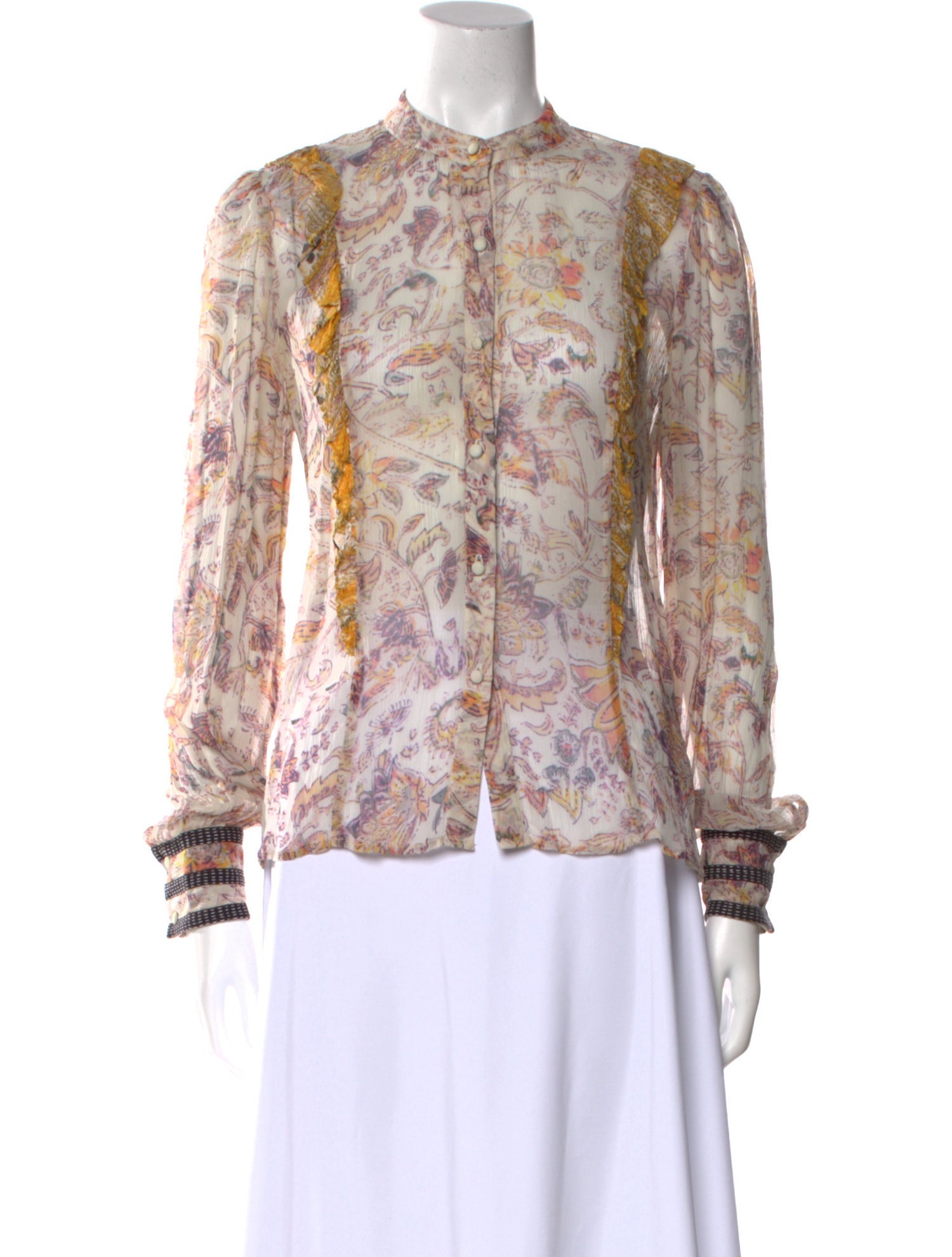 Hemanta & Nandita Floral Print Mock Neck Blouse