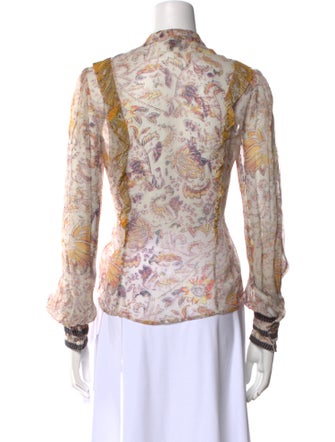 Hemanta & Nandita Floral Print Mock Neck Blouse