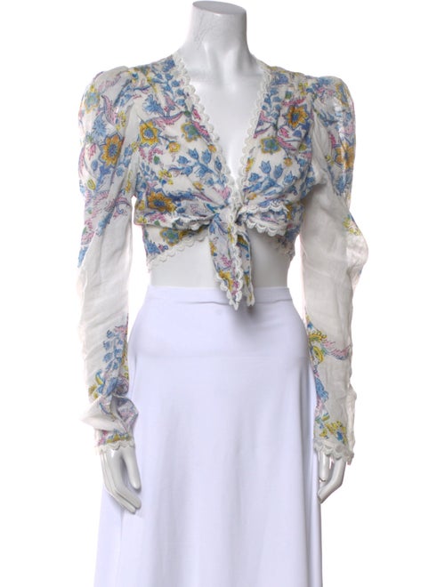 Hemanta & Nandita Floral Print V-Neck Crop Top