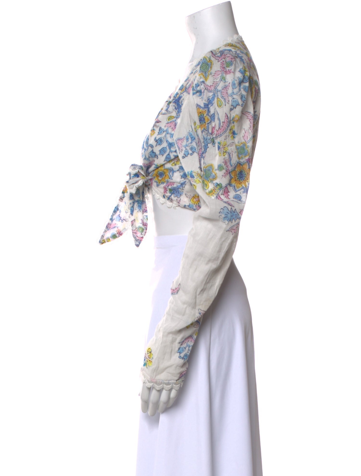 Hemanta & Nandita Floral Print V-Neck Crop Top