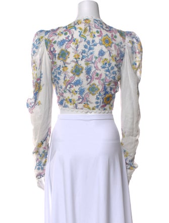 Hemanta & Nandita Floral Print V-Neck Crop Top