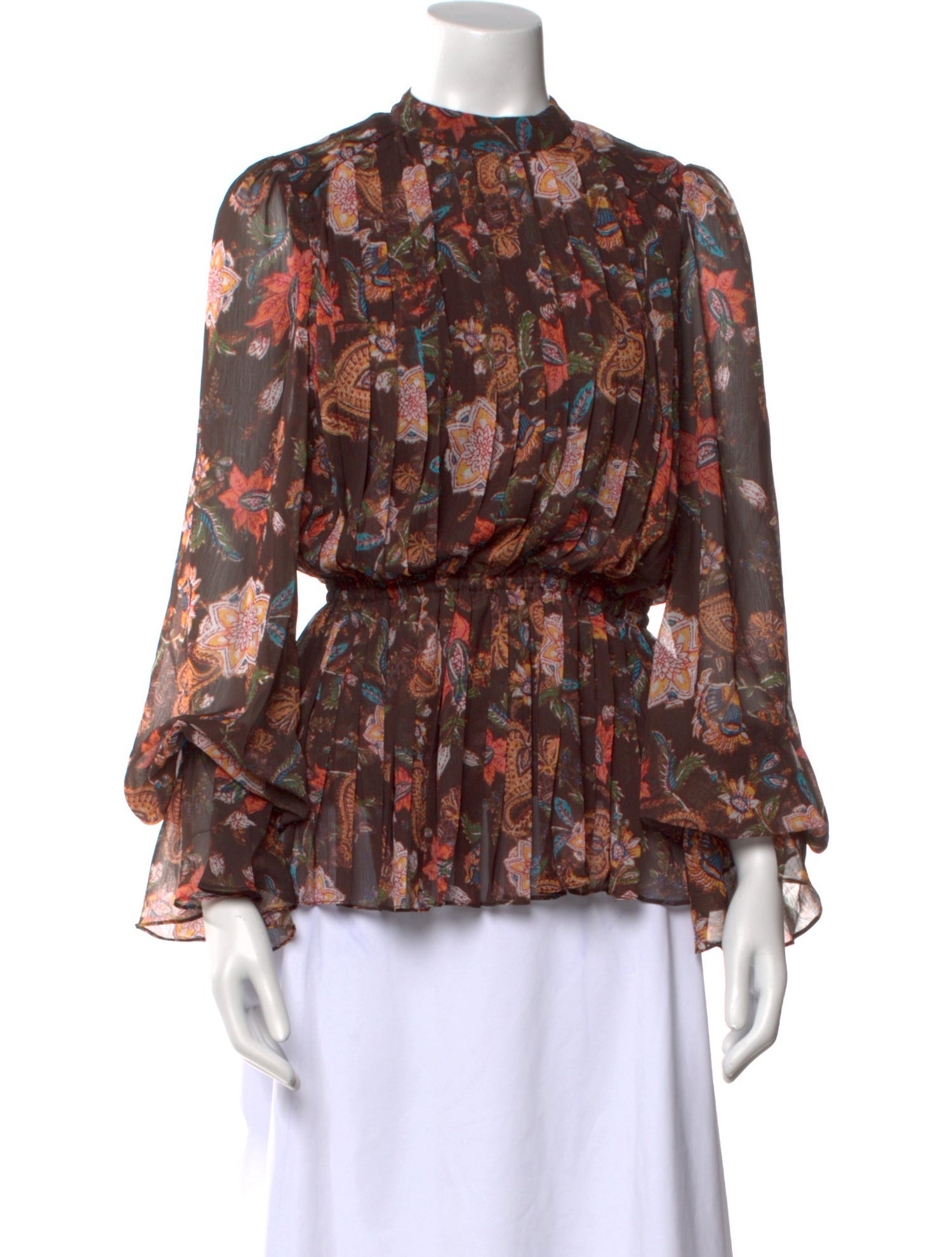 Hemanta & Nandita Floral Print Mock Neck Blouse