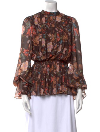 Hemanta & Nandita Floral Print Mock Neck Blouse