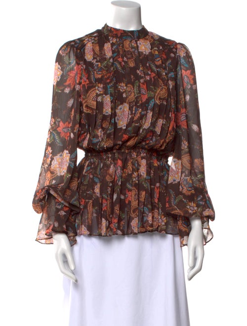 Hemanta & Nandita Floral Print Mock Neck Blouse
