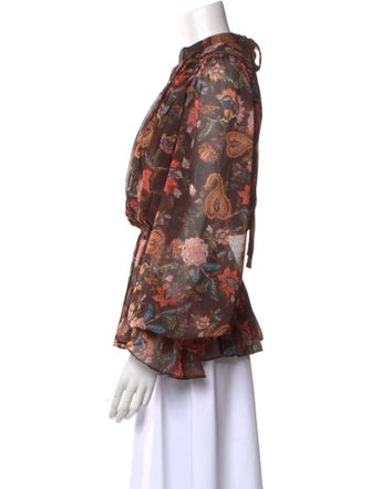 Hemanta & Nandita Floral Print Mock Neck Blouse