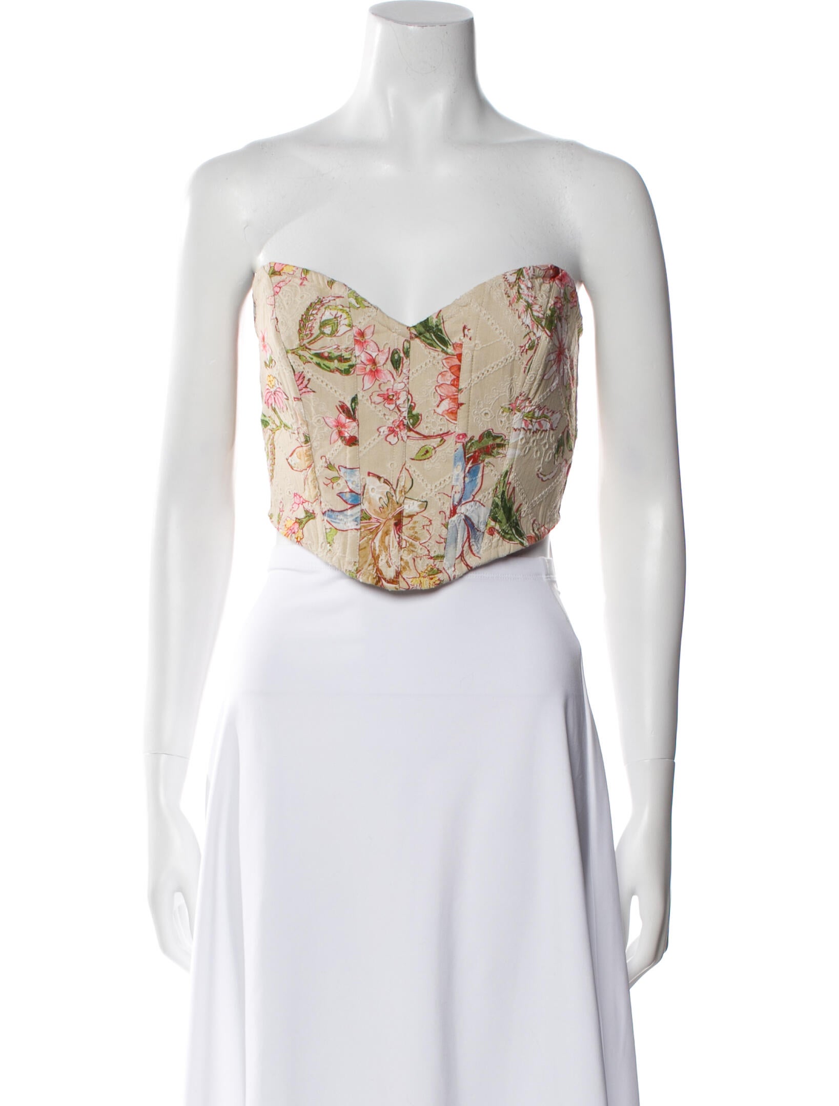 Hemanta & Nandita Floral Print Strapless Crop Top