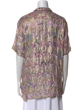 Hemanta & Nandita Printed Short Sleeve Button-Up Top