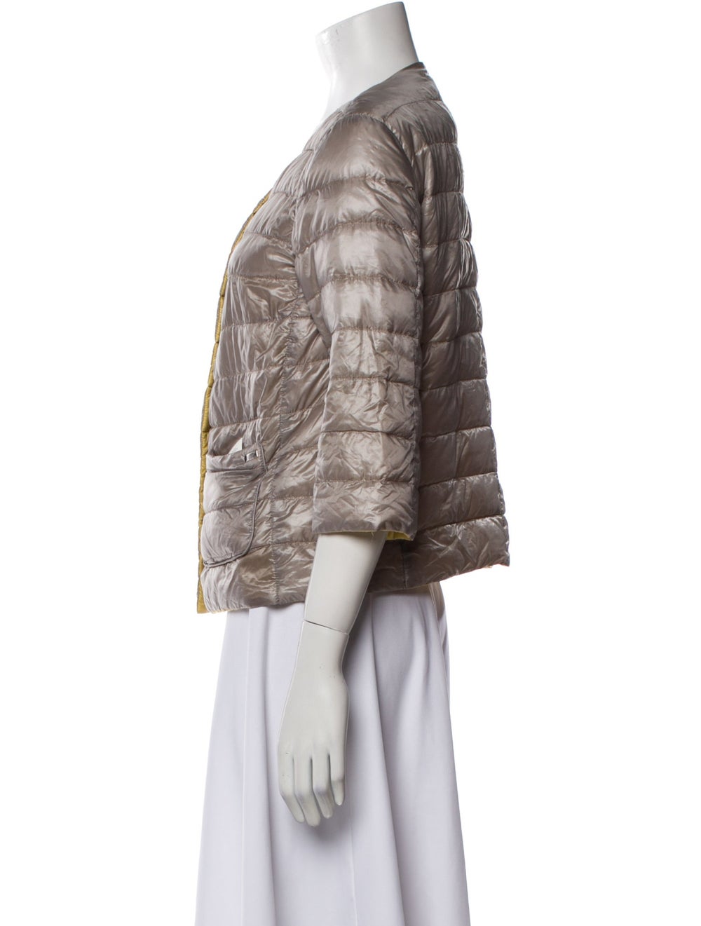 Herno Down Jacket Neutrals Collarless Patch Pocke… - image 2