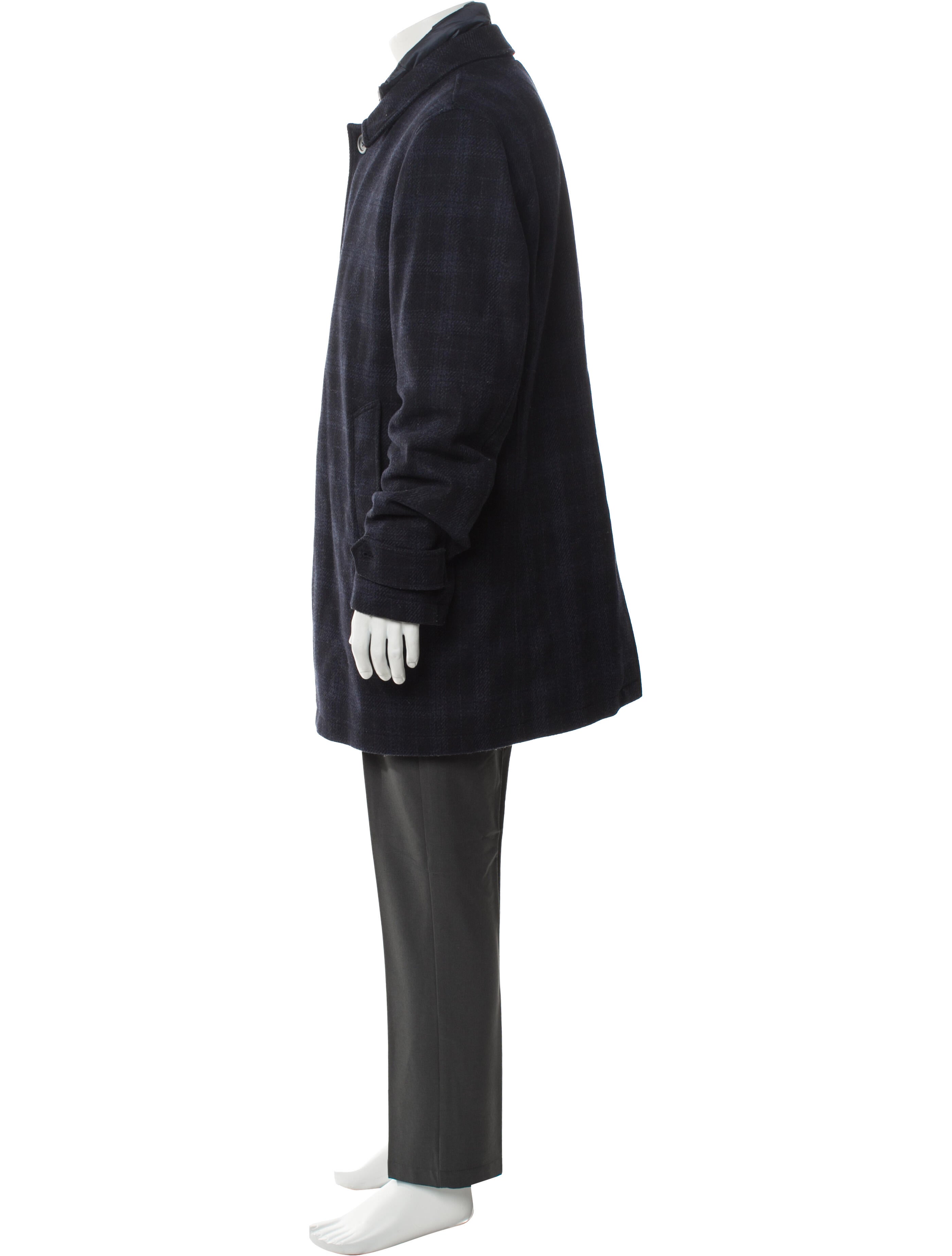 Herno Wool Plaid Print Trench Coat