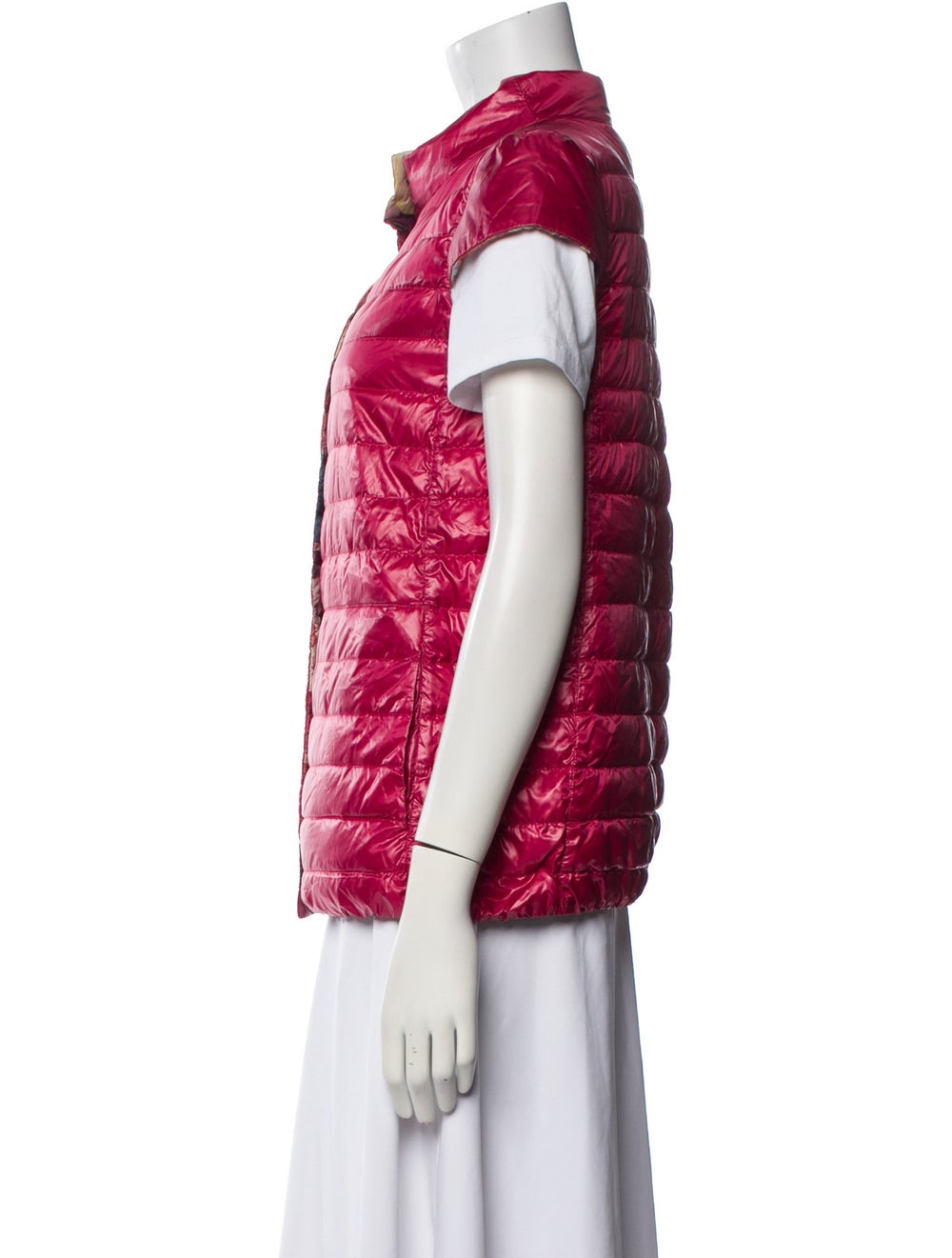 Herno Down Vest Pink Stand Collar Slit Pockets & - image 2