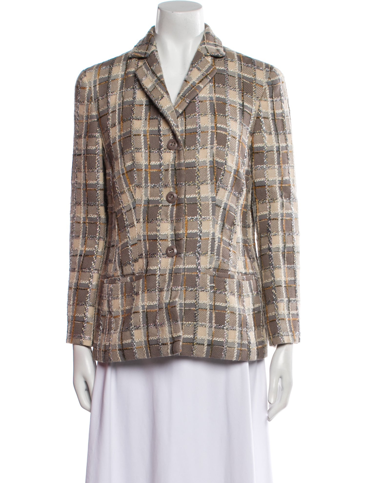 Herno Wool Plaid Print Blazer