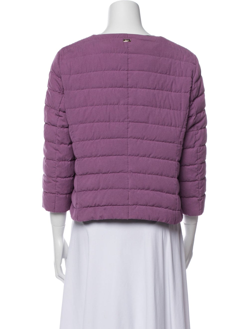 Herno Down Jacket Purple Collarless Slit Pockets … - image 3