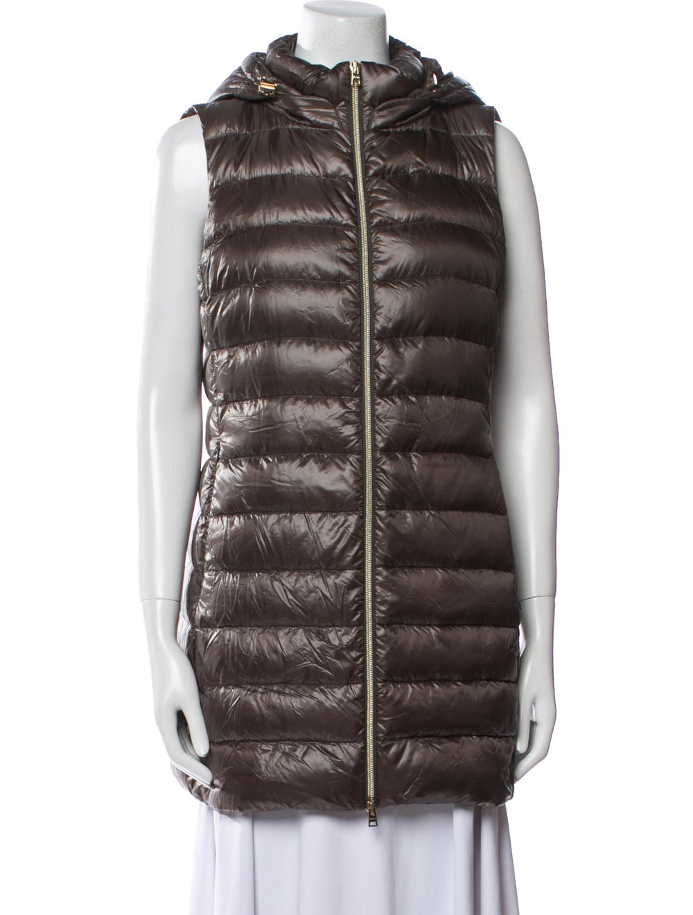 Herno Down Vest Grey With Hood Quilted Pattern St… - image 1