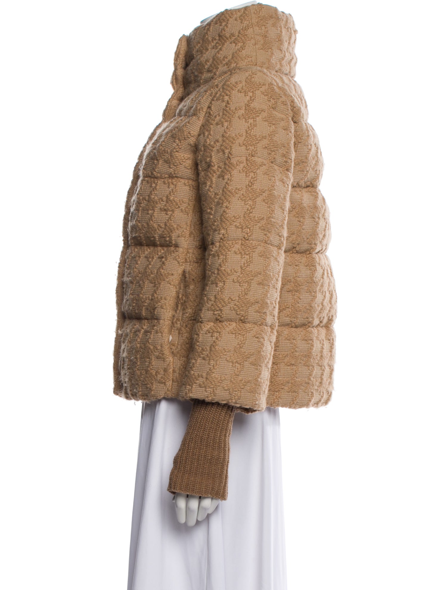 Herno Down Tweed Pattern Faux Fur Jacket