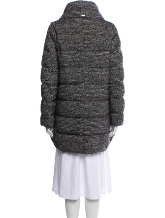 Herno Tweed Pattern Faux Fur Coat