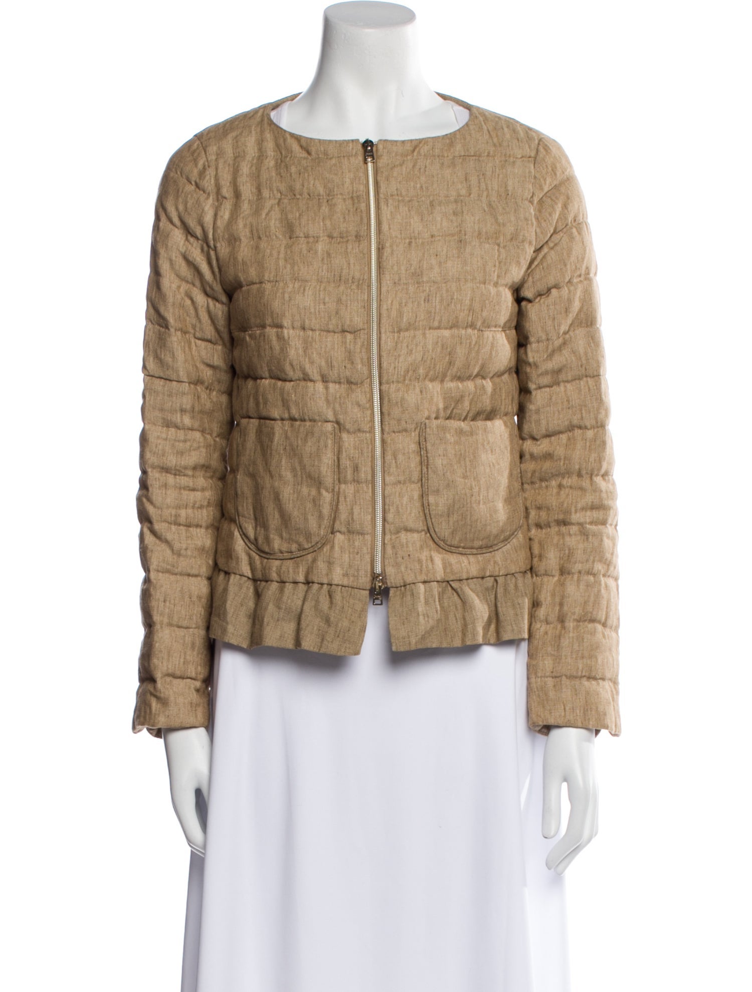 Herno Linen Plaid Print Down Jacket